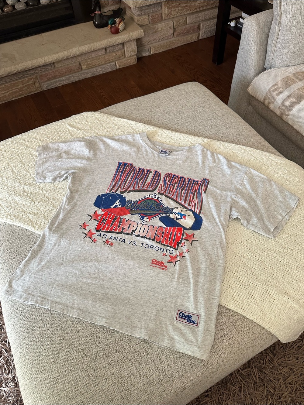 Vintage jays 92 World Series chalk line single stitch
